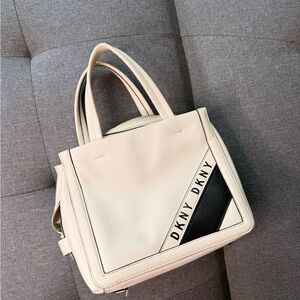 DKNY Beige and Black Tote Bag